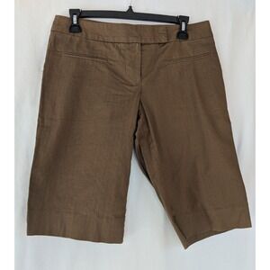 Trina Turk Womens Sz 4 Cotton Blend  Mid Rise Bermuda Shorts Khaki